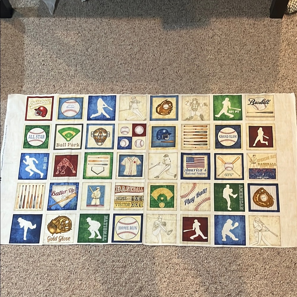 Baseball Themed Quilt Panel Fabric Appliqués Squares
2016 Dan Morris Vintage